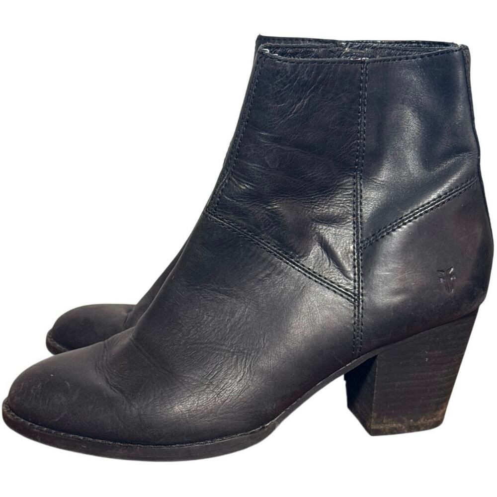 Frye Sacha Moto Short Black Leather Ankle Boots Women's Size 7.5M 3475029